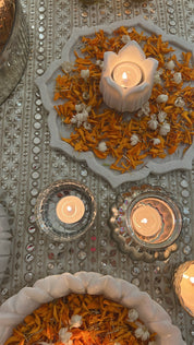 Marble Flower Flat Tray