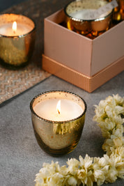 Neck Rimmed Silver Candle (Set of 3)