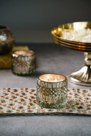 Crystal Cut Silver Glass Votive (Set of 3)