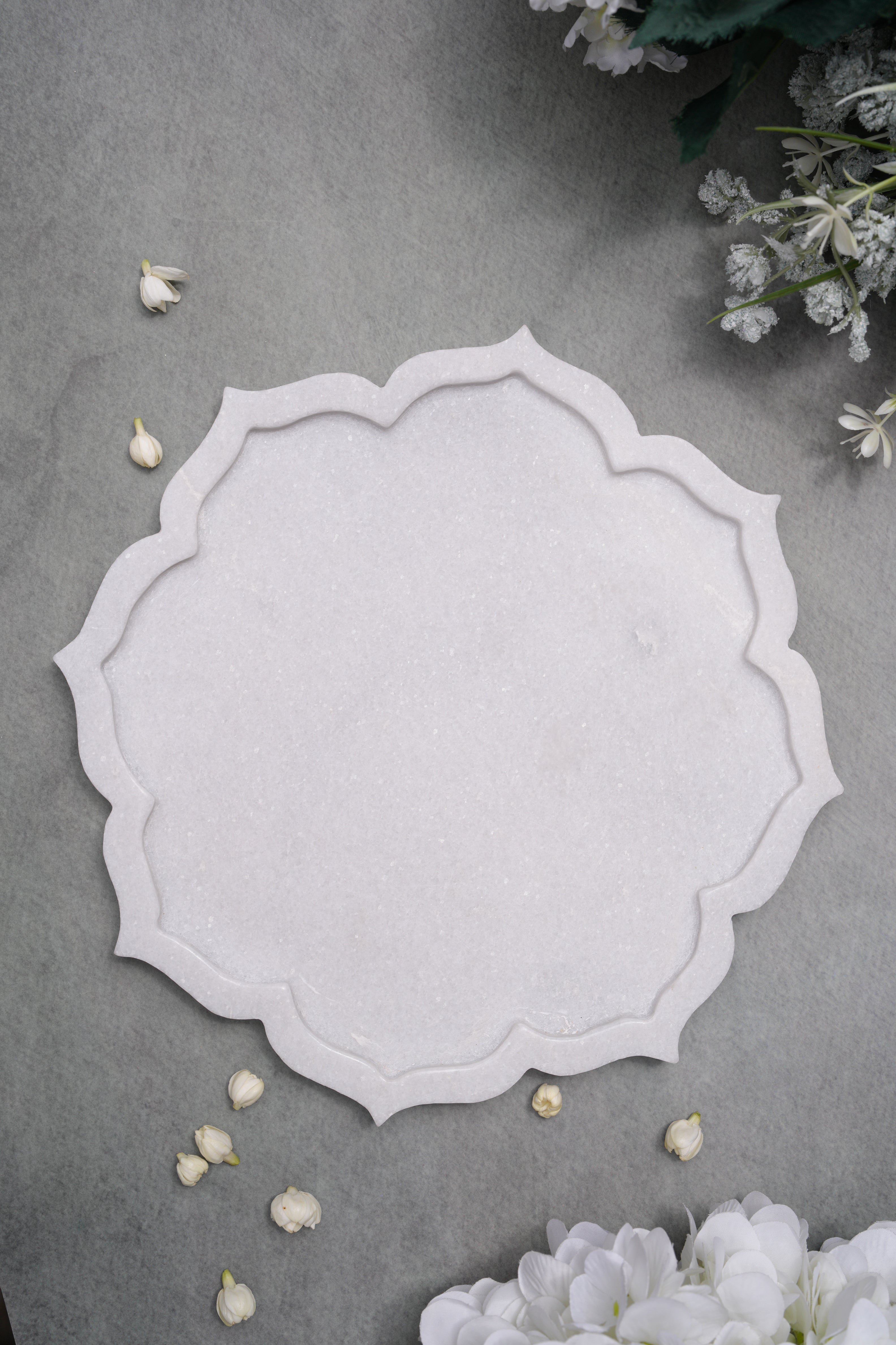 Marble Flower Flat Tray