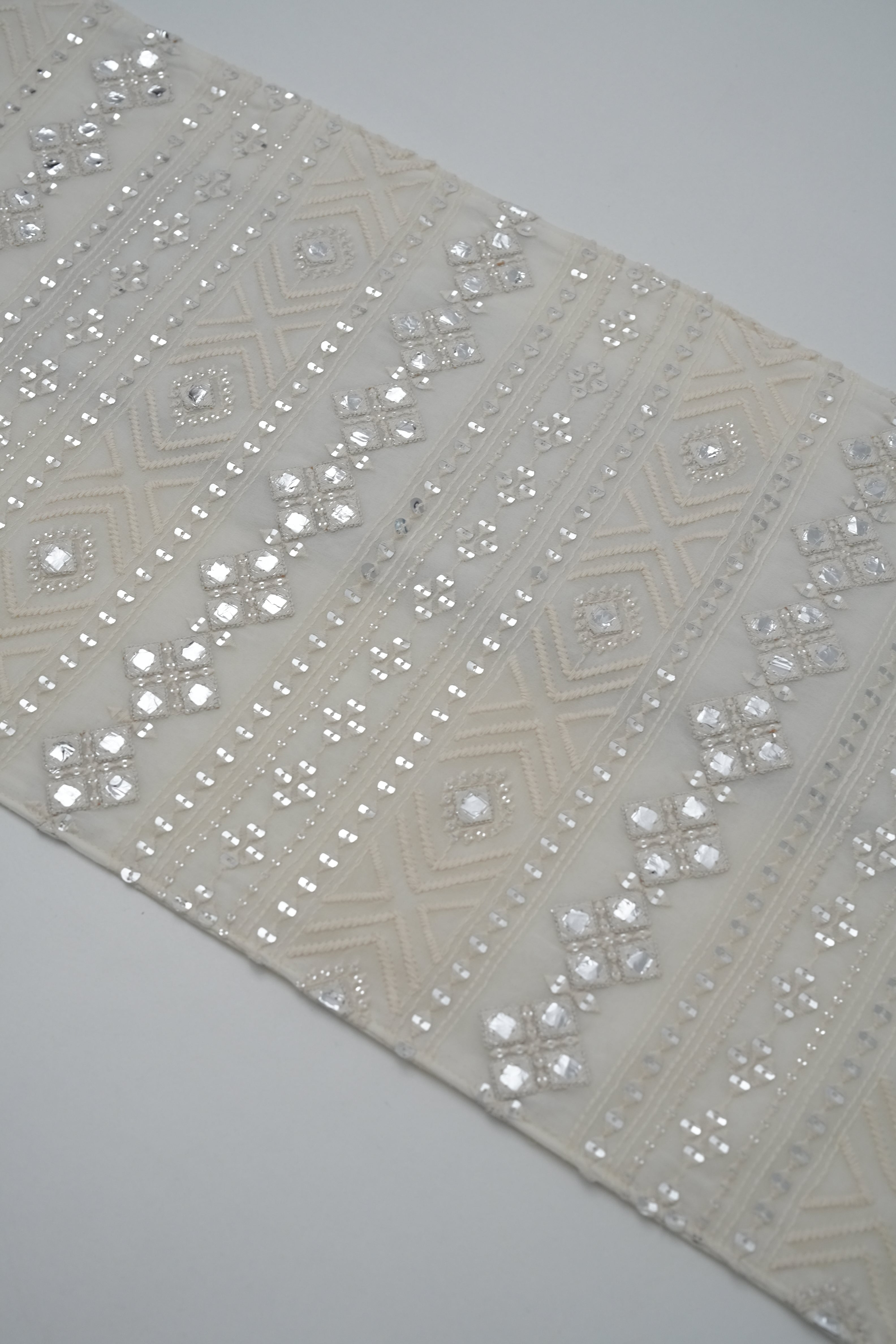 White mirror work with Mirror Danglers
