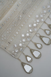 White mirror work with Mirror Danglers