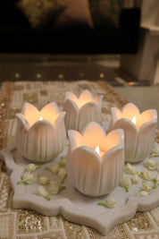 Marble t-candle holders - set of 2