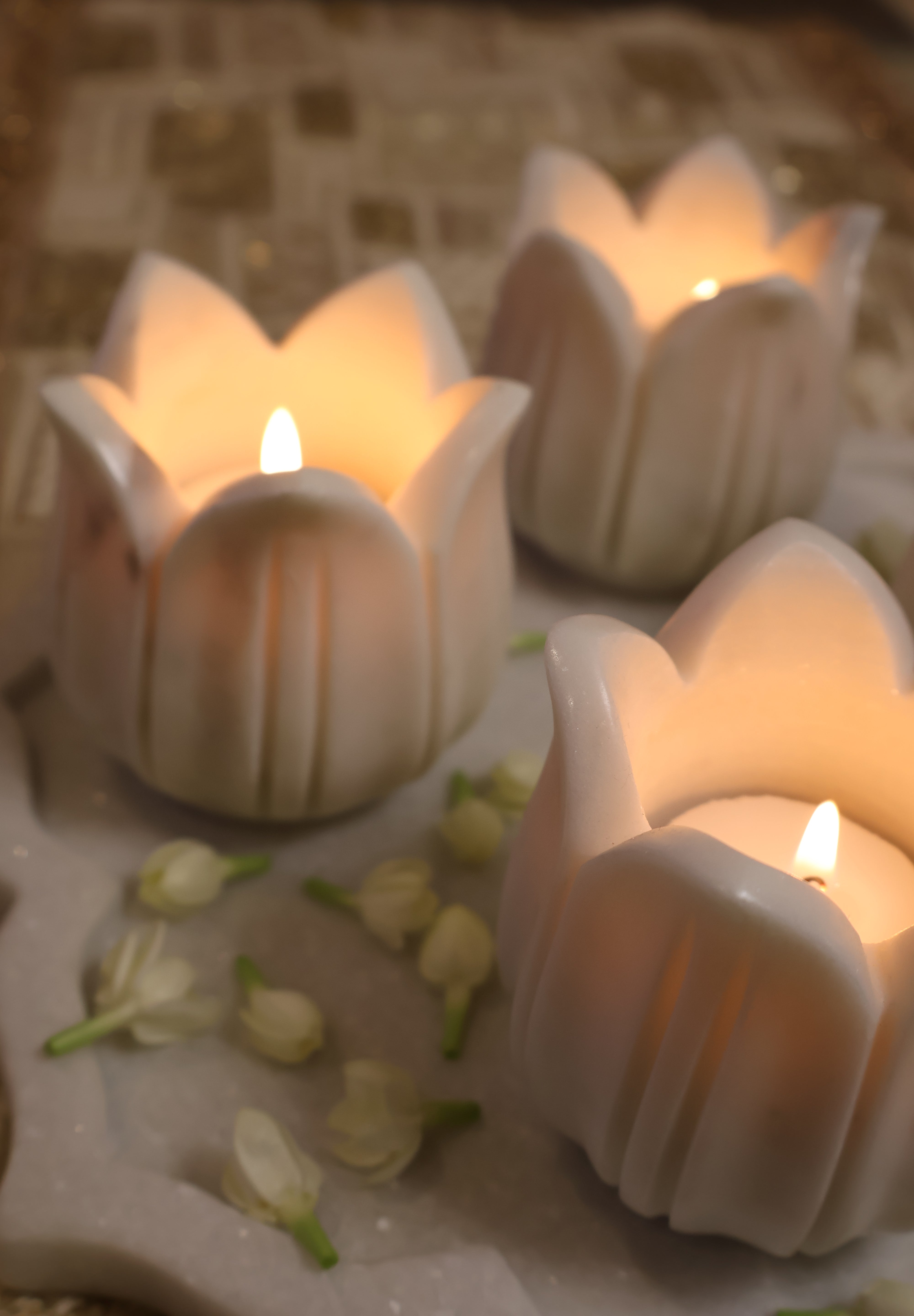 Marble t-candle holders - set of 2