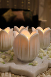 Marble t-candle holders - set of 2