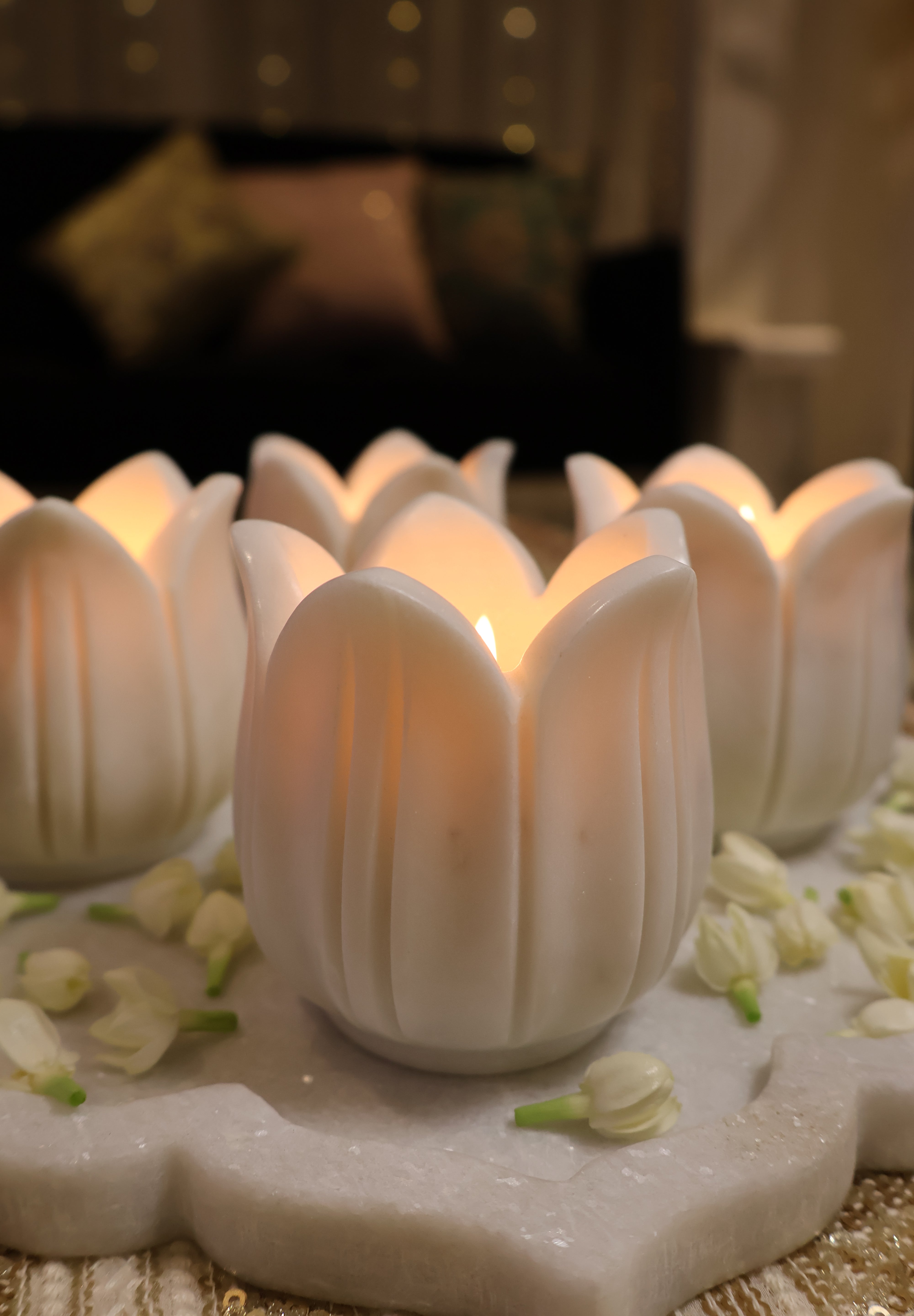 Marble t-candle holders - set of 2