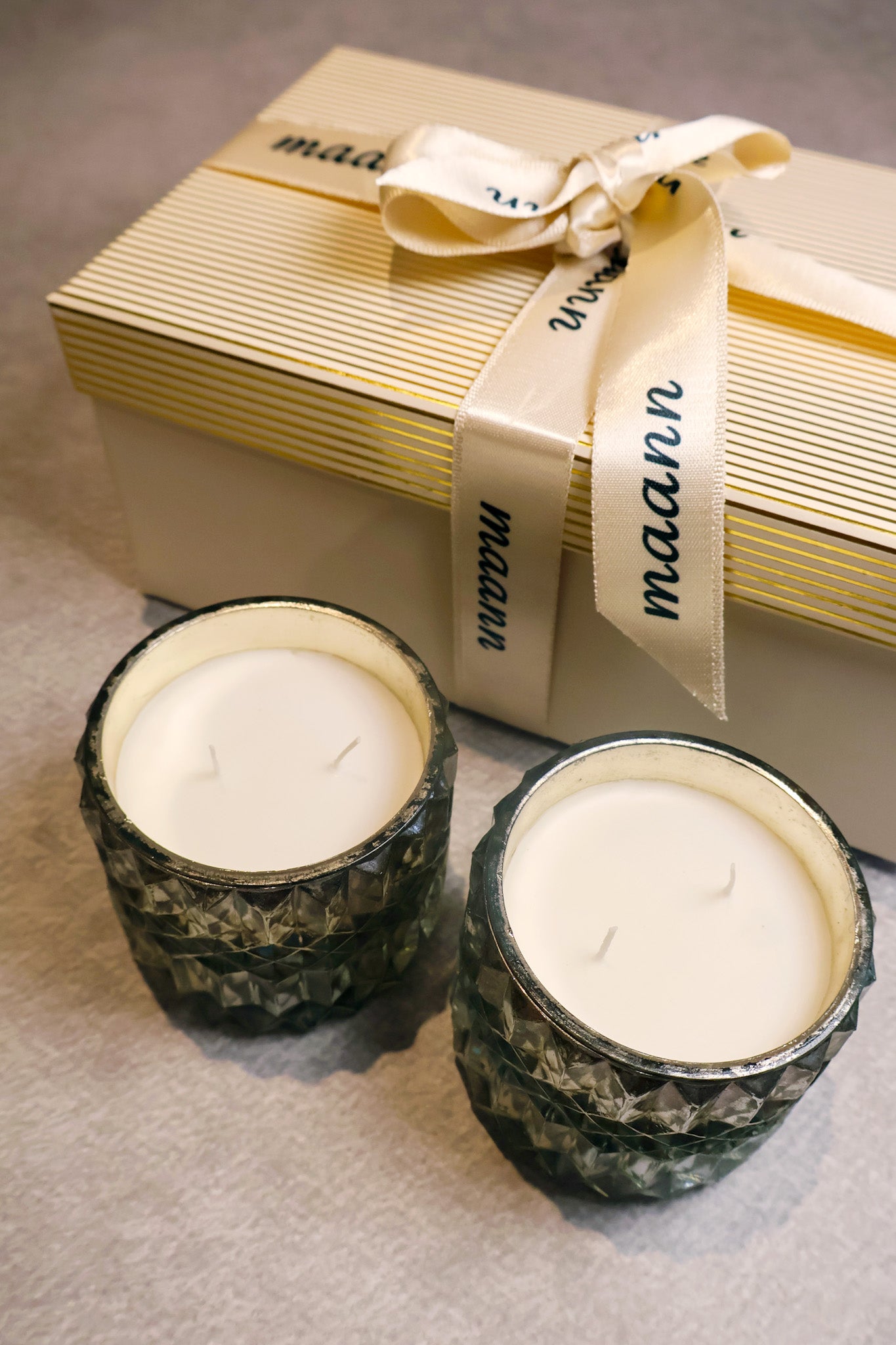 Crystal Cut Silver Glass Votive (Set of 3)
