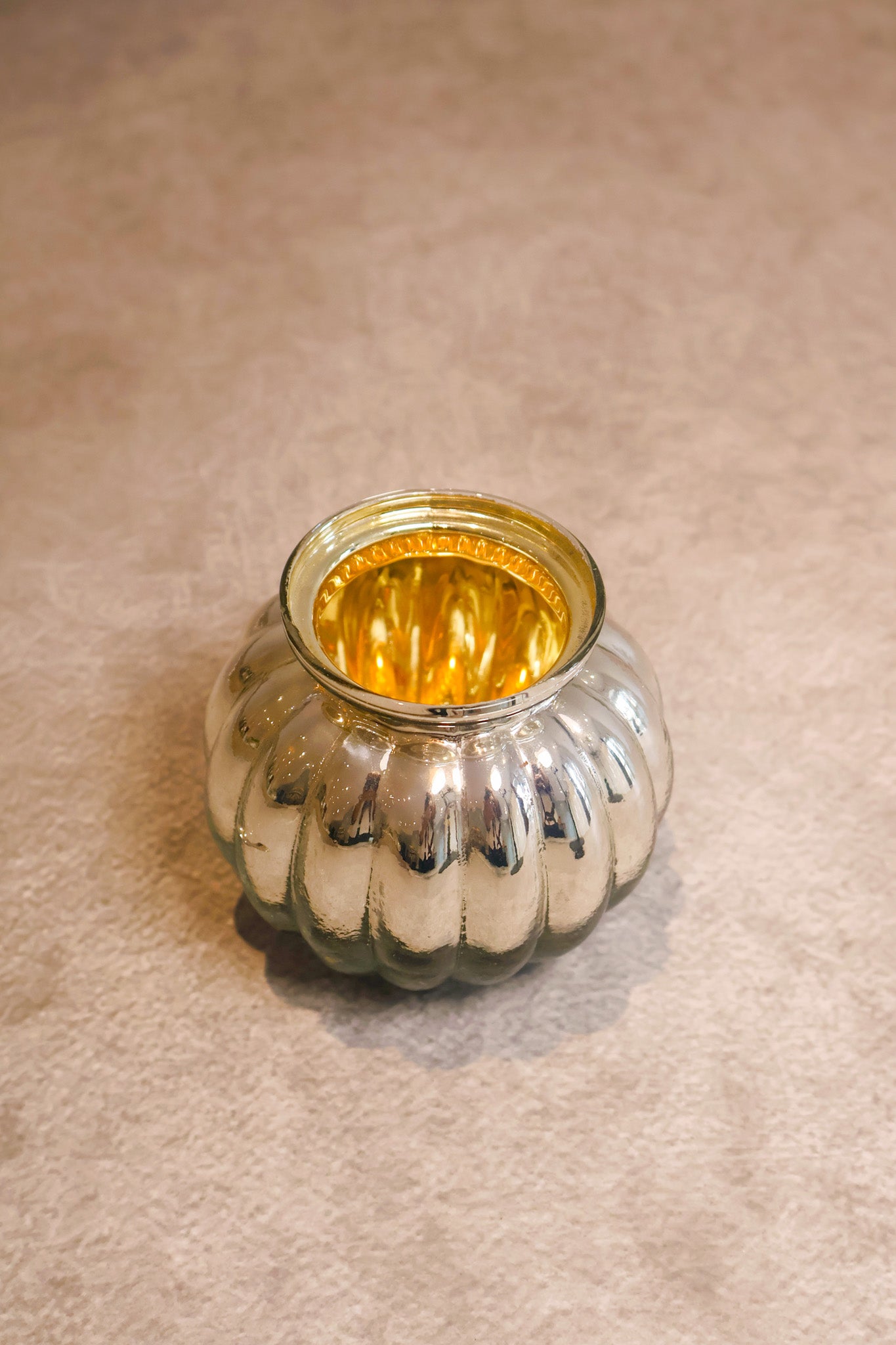 Ribbed Silver Candle Holder (Set of 2)