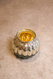 Ribbed Silver Candle Holder (Set of 2)