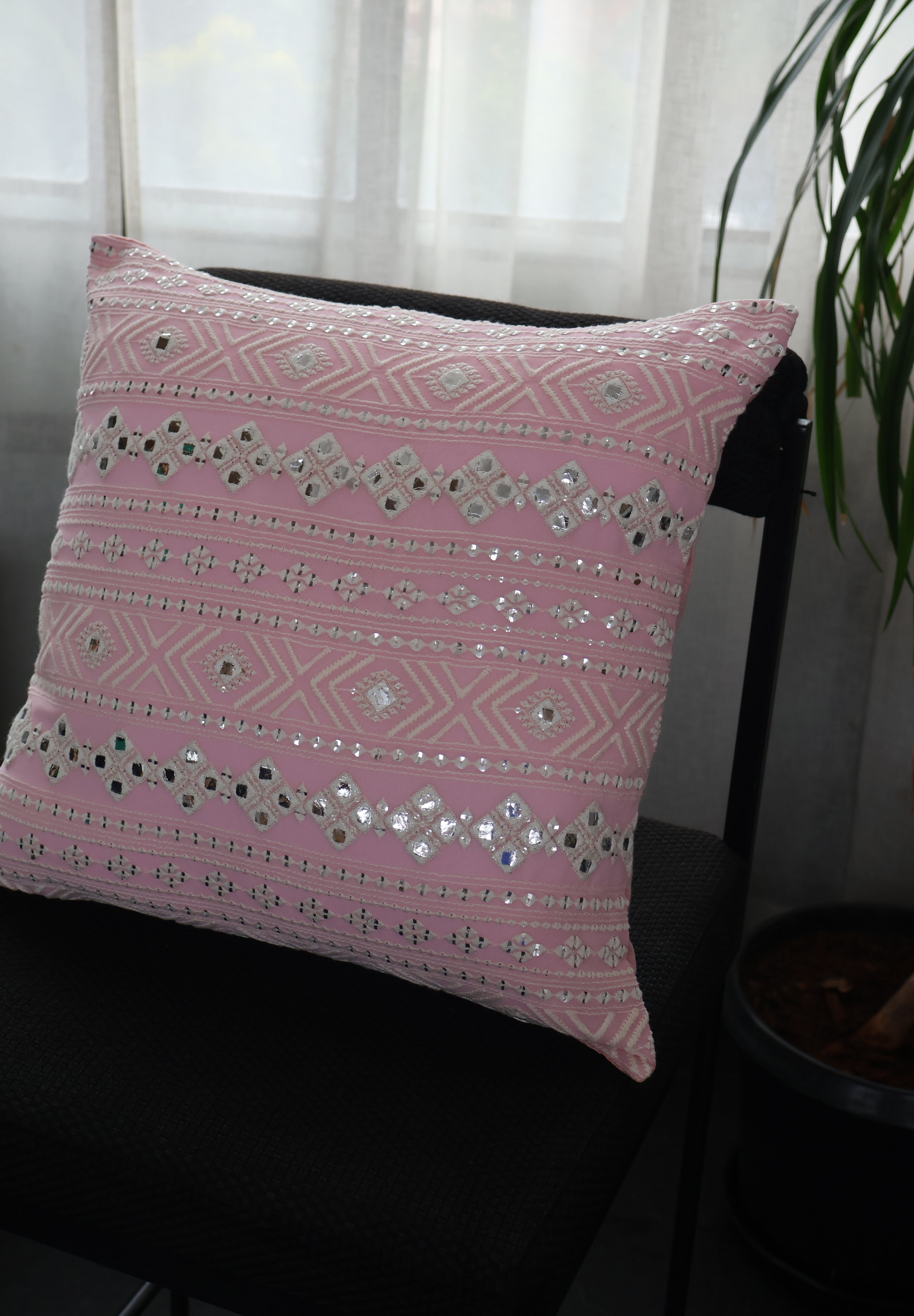 Pink Mirror Square Cushion Cover (Set of 2)