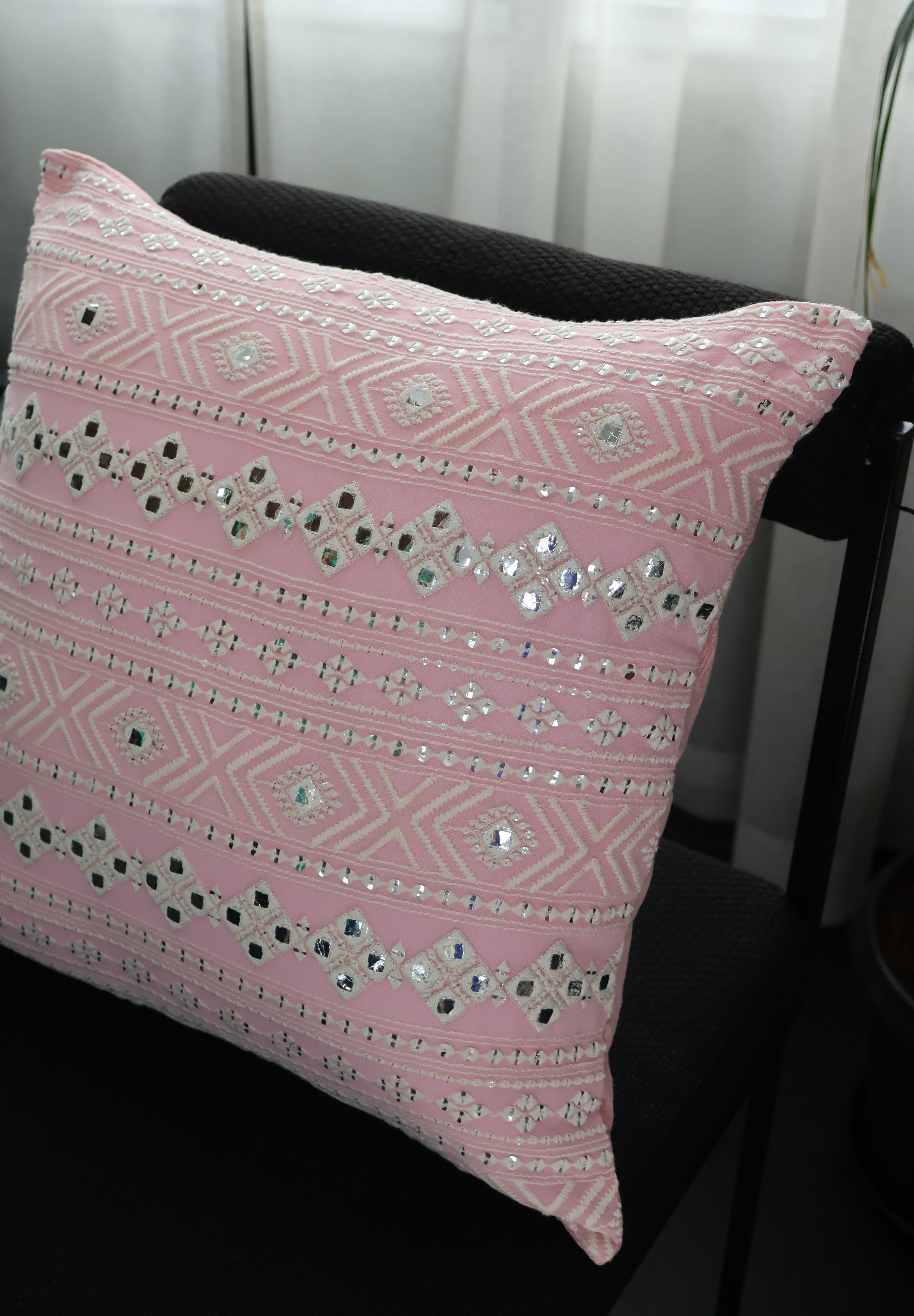Pink Mirror Square Cushion Cover (Set of 2)
