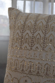 Ivory Gold Embroidered Cushion Cover  (Set of 2)