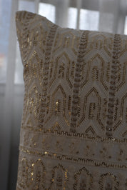 Ivory Gold Embroidered Cushion Cover  (Set of 2)