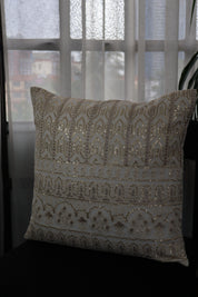 Ivory Gold Embroidered Cushion Cover  (Set of 2)