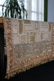 White Gold Sequence Traditional Table Runner