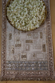 White Gold Sequence Traditional Table Runner