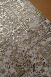 White Silver Peacock Table Runner