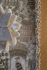 White Silver Peacock Table Runner