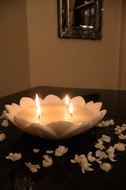 Marble Flower Filled Candle