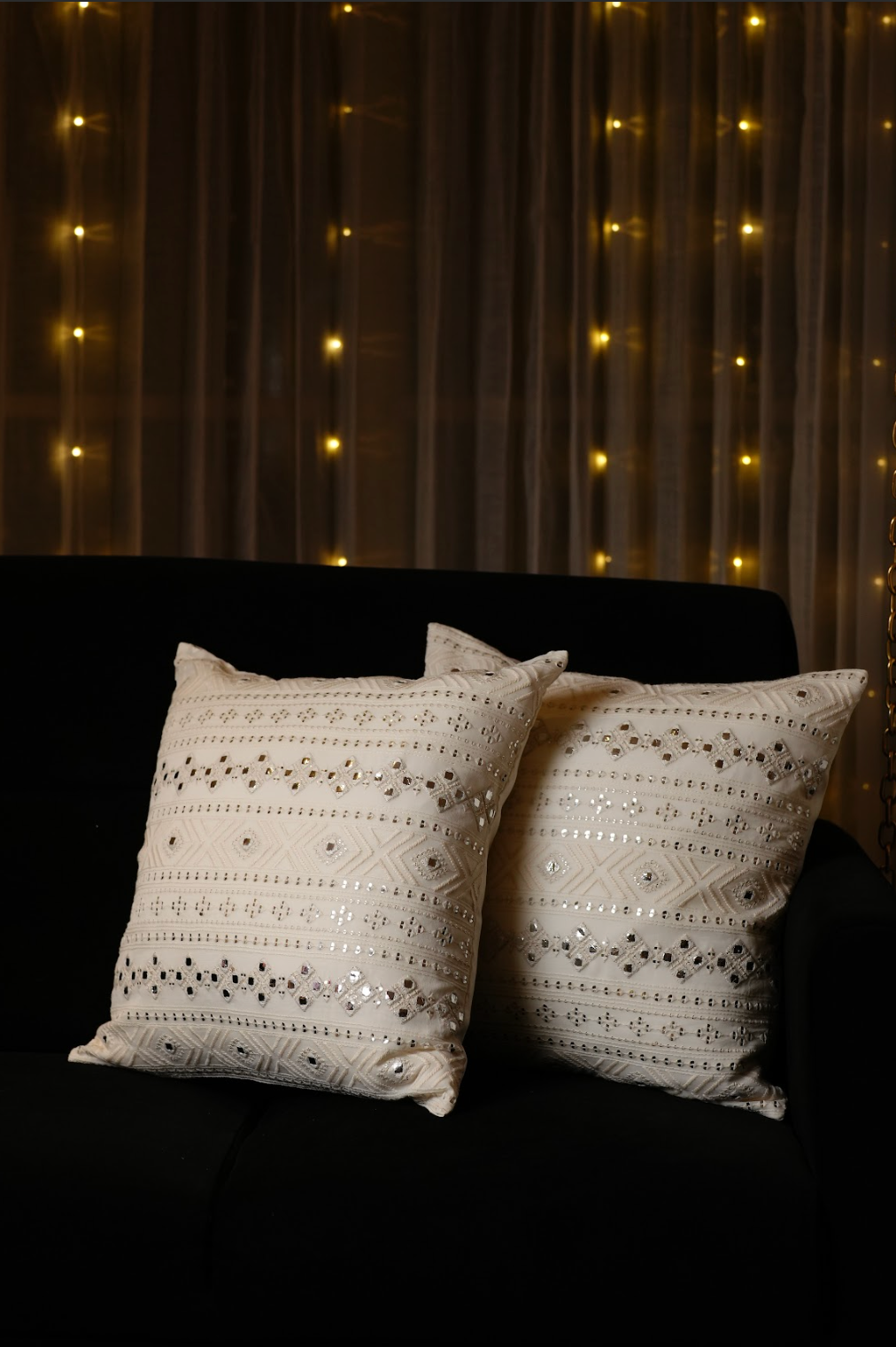 White Mirror Square Cushion Cover (Set of 2)