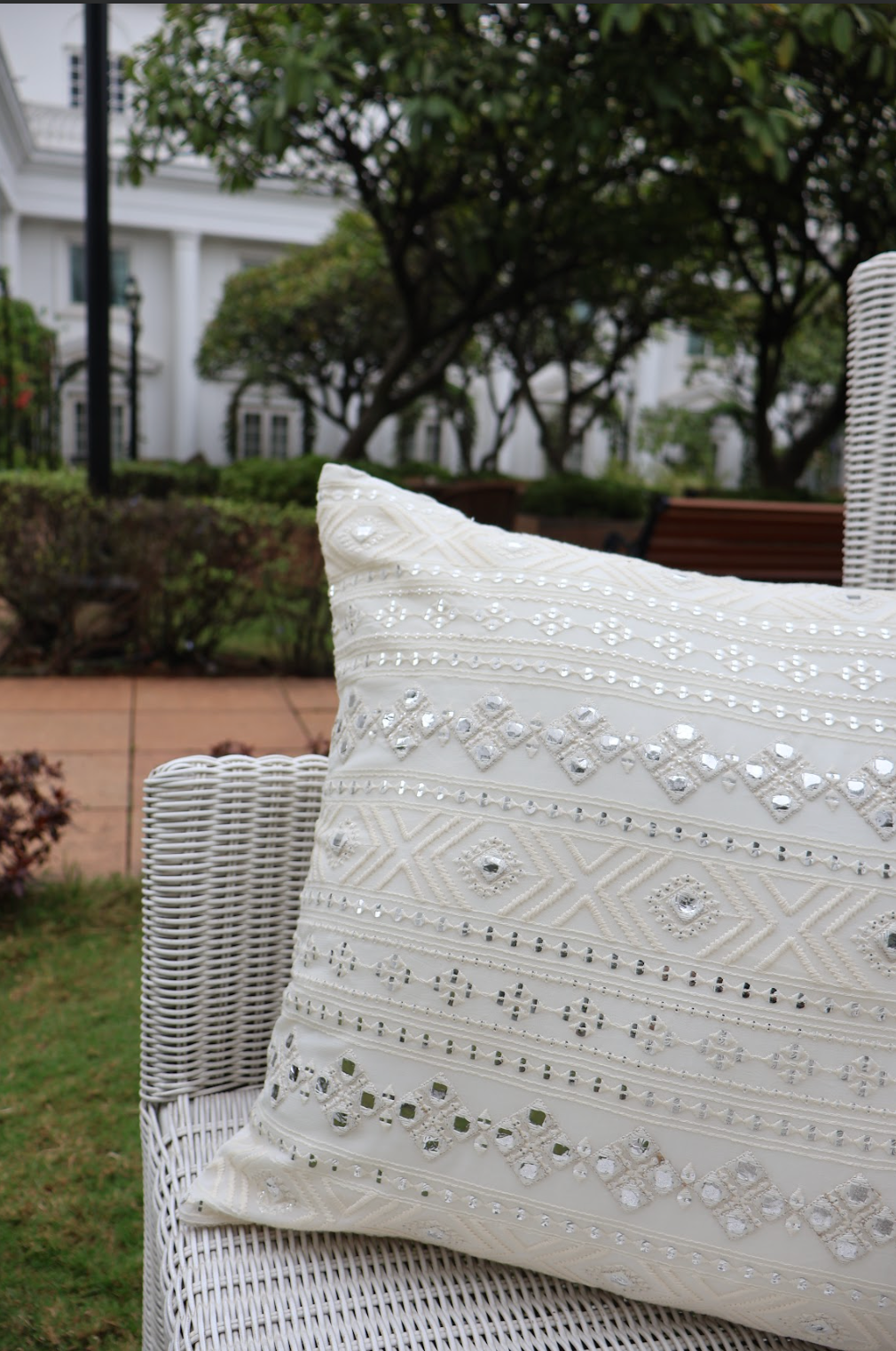 White Mirror Square Cushion Cover (Set of 2)