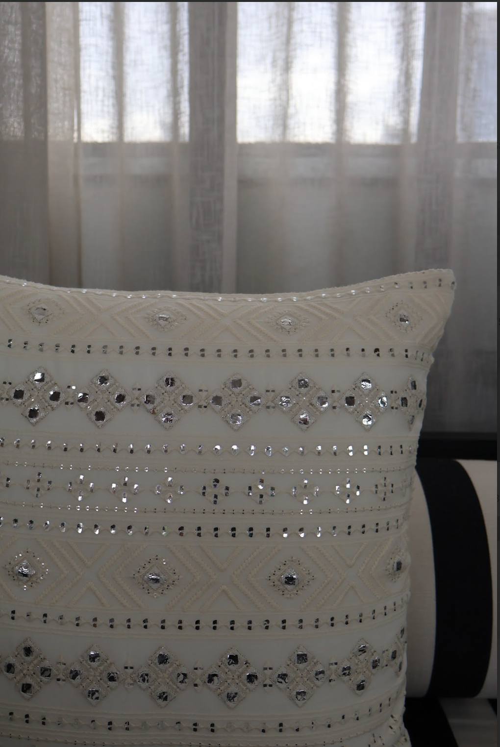 White Mirror Square Cushion Cover (Set of 2)