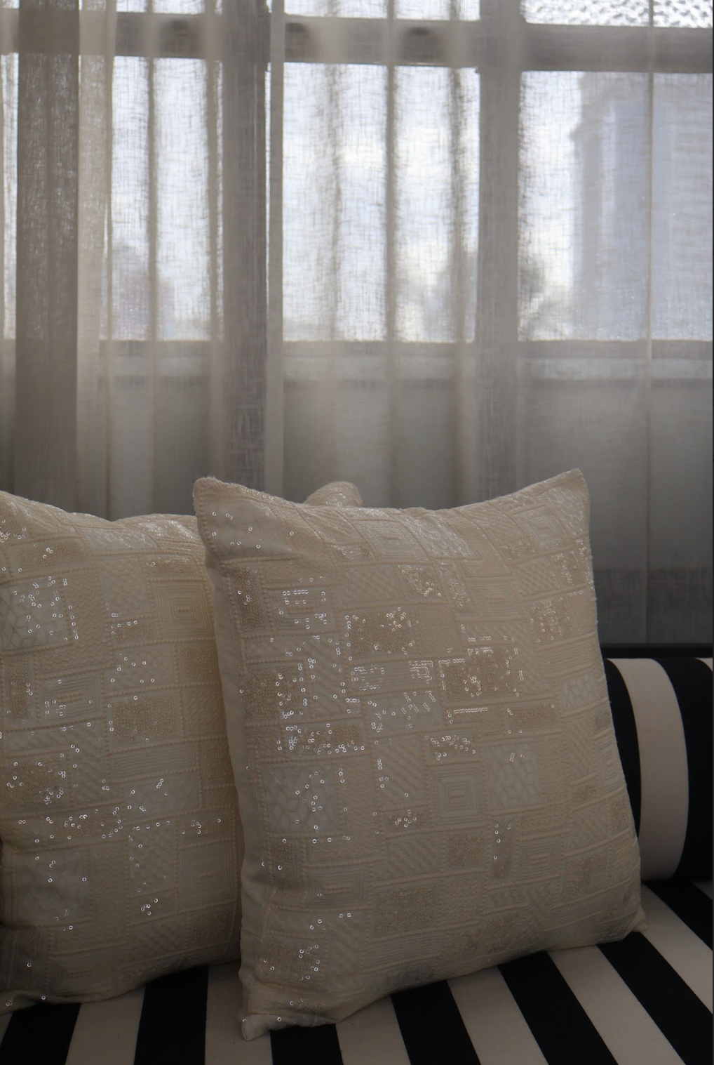White Sequence Cushion Cover (Set of 2)