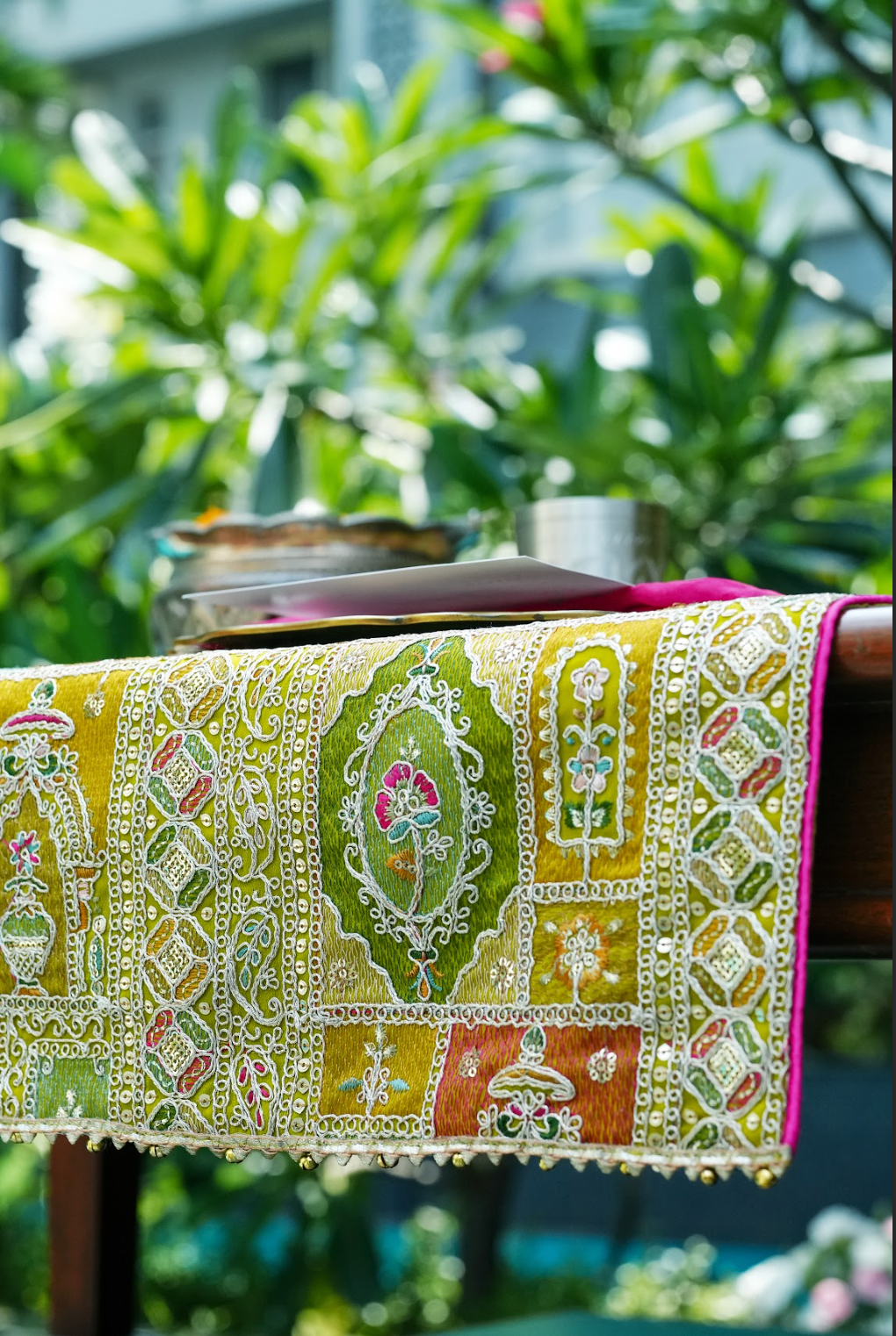 Yellow Green Patchwork Table Runner