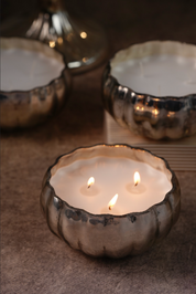 Floral Silver Candle (Set of 2)